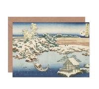 Artery8 Hokusai Sumida River In Snow Japanese Painting Fine Art Greeting Card Plus Envelope Blank Inside