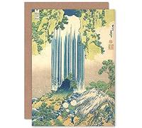 Artery8 Hokusai Japanese Yoro Waterfall Mino Province Sealed Greeting Card Plus Envelope Blank inside