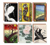 Artery8 Hokusai Koson Van Gogh Japanese Heron Courtesan Mixed Fine Art Greeting Card Pack of 6
