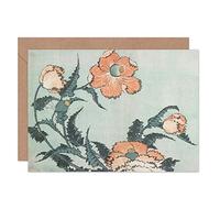 Artery8 Hokusai Poppies Poppy Flower Detail Japanese Floral Art Card Artery8 Multicolor