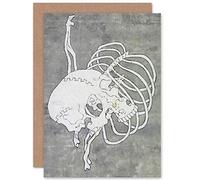 Artery8 Hokusai Skull Rib Cage Macabre Japanese Painting Fine Art Greeting Card Plus Envelope Blank Inside