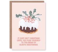 Artery8 Holly Cake Brink Of Elastic Waistbands Funny Christmas Greeting Card in Light Pink Artery8 Light Pink