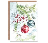Artery8 Holly Mistletoe Baubles Blank For Him Or Her Art Xmas Festive Christmas Card