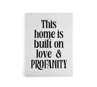 Artery8 Home Built On Love & Profanity Cheeky Funny Canvas Wall Art Print in White | Size: W24" x H32" Artery8 White W24" x H32"