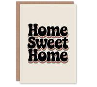 Artery8 Greeting Card Home Sweet Home Retro Rainbow Font Typography Housewarming Card