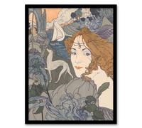 Artery8 Homecoming Dream Painting Vintage Framed Wall Art Print Georges de Feure in Blue | Size: W12" x H16" Artery8 Blue W12" x H16"