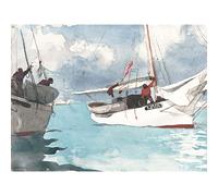 Artery8 Homer Fishing Boats Key West Painting Premium Wall Art Canvas Print 18X24 Inch