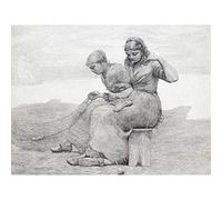 Artery8 Homer Mending Tears Sewing Drawing Premium Wall Art Canvas Print 18X24 Inch