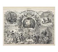 Artery8 Homer Merry Christmas Happy New Year Harpers Weekly Art Print Canvas Premium Wall Decor Poster Mural