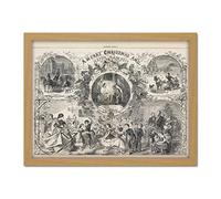 Artery8 Homer Merry Christmas Happy New Year Harpers Weekly Artwork Framed Wall Art Print 18X24 Inch
