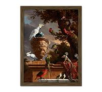 Artery8 Hondecoeter Menagerie Exotic Birds Parrots Painting Artwork Framed Wall Art Print 18X24 Inch