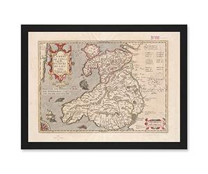 Artery8 Hondius 1633 Welsh Latin Early Map Wales Cymru Artwork Framed A3 Wall Art Print