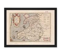 Artery8 Hondius 1633 Welsh Latin Early Map Wales Cymru Artwork Framed Wall Art Print A4