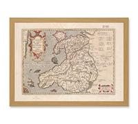 Artery8 Hondius 1633 Welsh Latin Early Map Wales Cymru Artwork Framed Wall Art Print A4