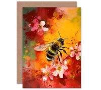 Artery8 Honey Bee Flower Abstract Birthday Thank You Mothers Day Greeting Card Artery8 Multicolor