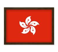 Artery8 Hong Kong National Flag Patriotic Vexillology World Flags Country Region Poster Artwork Framed Wall Art Print A4
