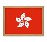 Artery8 Hong Kong National Flag Patriotic Vexillology World Flags Country Region Poster Artwork Framed Wall Art Print A4