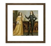 Artery8 Honthorst Willem Ii Prince Orange Wife Mary Stuart 8X8 Inch Square Wooden Framed Wall Art Print Picture with Mount in Brown Artery8 Brown