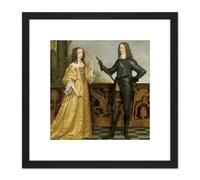 Artery8 Honthorst Willem Ii Prince Orange Wife Mary Stuart 8X8 Inch Square Wooden Framed Wall Art Print Picture with Mount in Black Artery8 Black