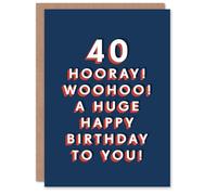 Artery8 Hooray Huge Happy 40 Year Old Milestone 40th For Him Birthday Card