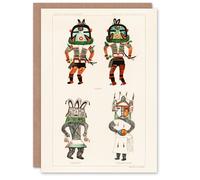 Artery8 Hopi Kachinas Art Card Drawing from Hopi Natives in White Artery8 White