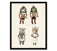 Artery8 Hopi Kachinas Framed Wall Art Print Drawing From Hopi Natives - A4 Size