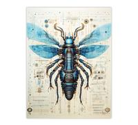 Artery8 Hornet Robot Hybrid Secret Military Schematic Blueprint Futuristic Complex Arcane Manuscript Gift For Him Man Cave Large Wall Art Poster Print Thick Paper 18X24 Inch