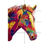 Artery8 Horse Illustration Swirly Colourful XL Giant Panel Poster (8 Sections)
