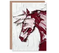 Artery8 Greeting Card Horse Modern Abstract Animal Thick Paint Blank For Him Or Her Art Birthday Card