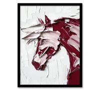 Artery8 Horse Modern Abstract Animal Thick Paint Framed Art Print in Red | Size: A4 Artery8 Red A4