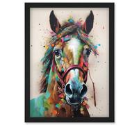 Artery8 Horse Multicoloured And Oil Painting Wall Art Print - A4 Size