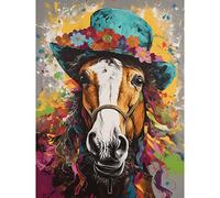Artery8 Horse Wearing a Flower Summer Hat Multicoloured Extra Large XL Wall Art Poster Print
