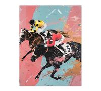 Artery8 Horserace Jockeys Horse Racing Bold Dynamic Wall Art Print | Size: W12" x H16" Artery8 Multicolor W12" x H16"
