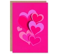 Artery8 Hot Pink Abstract Love Hearts Vibrant Modern Valentine's Day Card