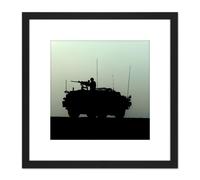 Artery8 Houlding Military UK Jackal Armoured Vehicle Photo 8X8 Inch Square Wooden Framed Wall Art Print Picture with Mount in Black Artery8 Black