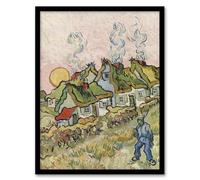 Artery8 Houses and Figure Painting Framed Wall Art Print A4 Artwork By Van Gogh : Rural Landscape Painting Perfect For Hallway Or Lounge Evoking Peace Fields And Soft Emotion