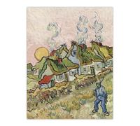 Artery8 Houses and Figure Painting Large Wall Art Poster Print 18X24 Inch Artwork By Van Gogh : Rural Landscape Painting Perfect For Hallway Or Lounge Evoking Peace Fields And Soft Emotion