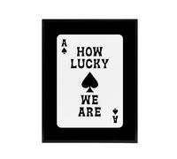 Artery8 How Lucky We Are Ace Of Spades Card Design Black Framed Canvas Art in White | Size: W24" x H32" Artery8 White W24" x H32"
