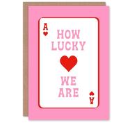 Artery8 How Lucky We Are Pink Red Ace Of Spades Design Anniversary Card