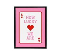 Artery8 How Lucky We Are Pink Red Ace Of Spades Design Framed Canvas Art Print | Size: W24" x H32" Artery8 Pink W24" x H32"