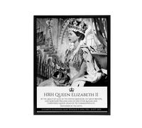 Artery8 HRH Queen Elizabeth II Coronation Framed Canvas Wall Art Print in Grey | Size: W12" x H16" Artery8 Grey W12" x H16"