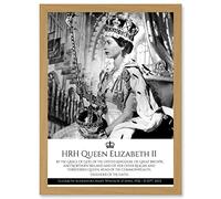 Artery8 HRH Queen Elizabeth II Coronation Portrait Commemorative Artwork Framed Wall Art Print A4