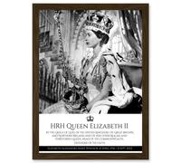 Artery8 HRH Queen Elizabeth II Coronation Portrait Commemorative Artwork Framed Wall Art Print A4