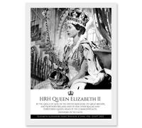Artery8 HRH Queen Elizabeth II Coronation Portrait Commemorative Artwork Framed Wall Art Print A4