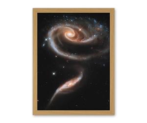 Artery8 Hubble Space Telescope Image 21st Anniversary A Rose Made Of Interacting Galaxies Arp 273 Cosmic Flower Formation UGC 1810 And UGC 1813 Pair Artwork Framed Wall Art Print 18X24 Inch