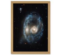 Artery8 Hubble Space Telescope Image AM 2026-424 Arp Madore Blue Ring Interacting Galaxy Pair Head-On Collision Forming Disks Gas Dust & Stellar Artery8 Beige W12" x H16"