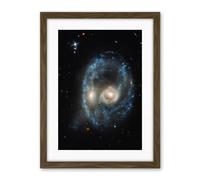 Artery8 Hubble Space Telescope Image AM 2026-424 Arp Madore Blue Ring Interacting Galaxy Pair Head-On Collision Forming Disks Gas Dust And Stellar Clusters Artwork Framed Wall Art Print 18X24 Inch