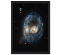 Artery8 Hubble Space Telescope Image AM 2026-424 Arp Madore Blue Ring Interacting Galaxy Pair Head-On Collision Forming Disks Gas Dust & Stellar Artery8 Black W12" x H16"