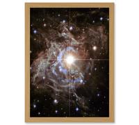 Artery8 Hubble Space Telescope Image Cepheid Variable Super Star RS Puppis Light Echo Phenomenon Bright Flashes In Nebula Art Print Framed Poster Artery8 Beige A4