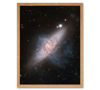 Artery8 Hubble Space Telescope Image Chance Alignment Between Galaxies Mimics A Cosmic Collision NGC 3314 Overlapping Galaxy Angle Art Print Framed Artery8 Beige W12" x H16"